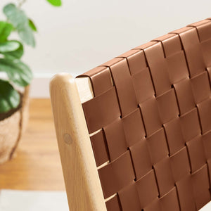 Modway Furniture Saoirse Leather Wood Dining Side Chair Set of 2 - Stylish Comfort for Modern Living Spaces Natural Brown EEI-6544-NAT-BRN