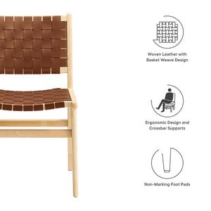 Modway Furniture Saoirse Leather Wood Dining Side Chair Set of 2 - Stylish Comfort for Modern Living Spaces Natural Brown EEI-6544-NAT-BRN