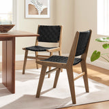 Modway Furniture Saorise Wood Dining Side Chair - Set of 2 Walnut Black 22.5 x 20 x 32.5