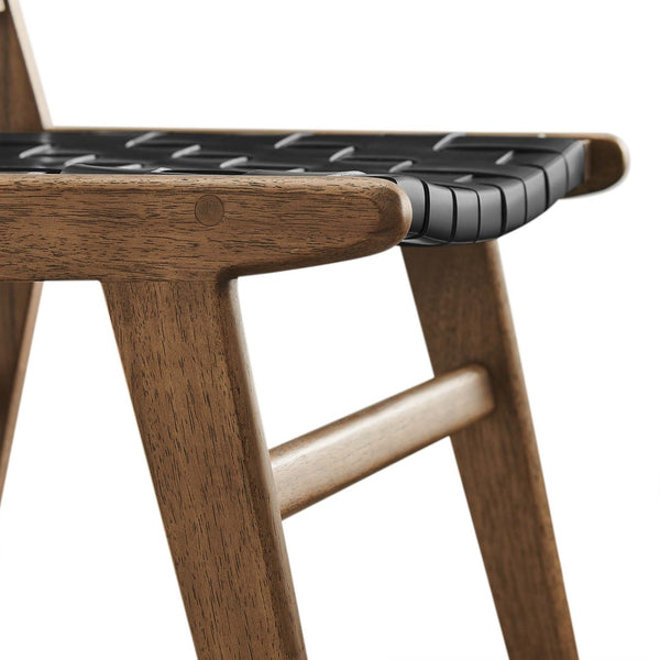 Modway Furniture Saoirse Leather Wood Dining Side Chair Set of 2 - Stylish Comfort for Modern Living Spaces Walnut Black EEI-6544-WAL-BLK