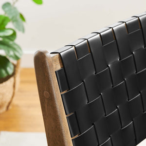 Modway Furniture Saoirse Leather Wood Dining Side Chair Set of 2 - Stylish Comfort for Modern Living Spaces Walnut Black EEI-6544-WAL-BLK