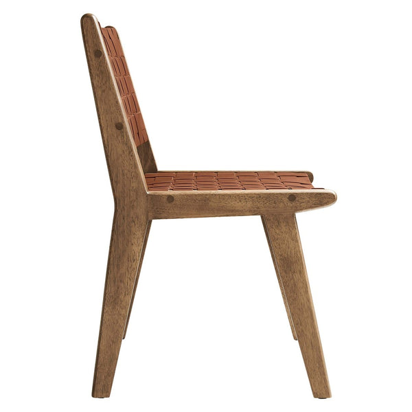 Modway Furniture Saoirse Leather Wood Dining Side Chair Set of 2 - Stylish Comfort for Modern Living Spaces Walnut Brown EEI-6544-WAL-BRN