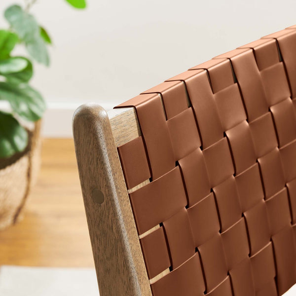 Modway Furniture Saoirse Leather Wood Dining Side Chair Set of 2 - Stylish Comfort for Modern Living Spaces Walnut Brown EEI-6544-WAL-BRN