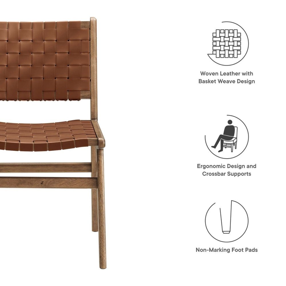 Modway Furniture Saoirse Leather Wood Dining Side Chair Set of 2 - Stylish Comfort for Modern Living Spaces Walnut Brown EEI-6544-WAL-BRN