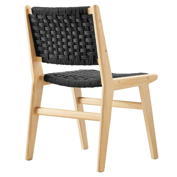 Modway Furniture Saoirse Woven Rope Dining Side Chair Set of 2 - Modern Comfort with Durable Design for Any Space Natural Black EEI-6545-NAT-BLK