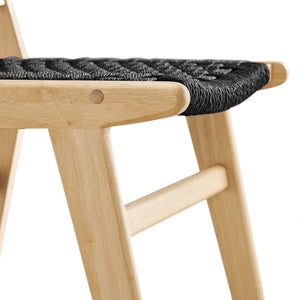 Modway Furniture Saoirse Woven Rope Dining Side Chair Set of 2 - Modern Comfort with Durable Design for Any Space Natural Black EEI-6545-NAT-BLK