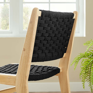 Modway Furniture Saoirse Woven Rope Dining Side Chair Set of 2 - Modern Comfort with Durable Design for Any Space Natural Black EEI-6545-NAT-BLK