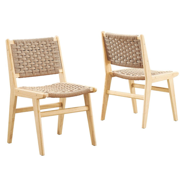 Modway Furniture Saoirse Woven Rope Dining Side Chair Set of 2 - Modern Comfort with Durable Design for Any Space Natural Natural EEI-6545-NAT-NAT