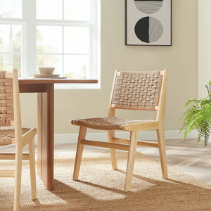 Modway Furniture Saoirse Woven Rope Dining Side Chair Set of 2 - Modern Comfort with Durable Design for Any Space Natural Natural EEI-6545-NAT-NAT