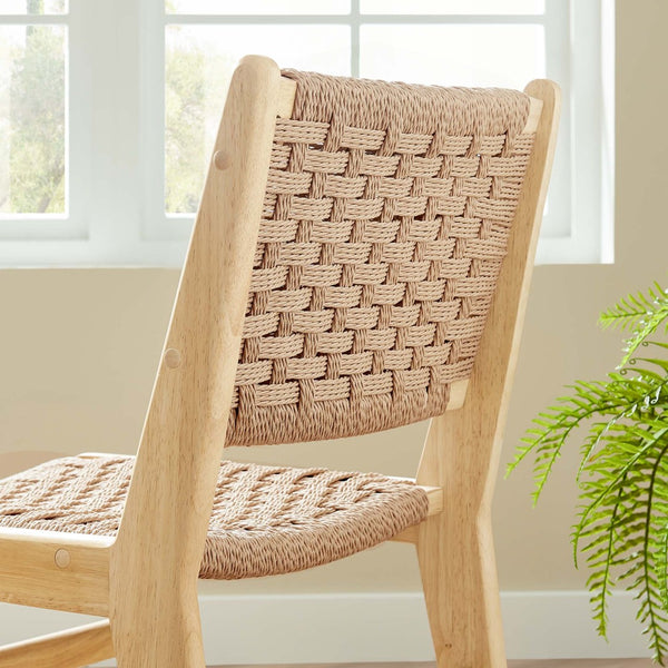 Modway Furniture Saoirse Woven Rope Dining Side Chair Set of 2 - Modern Comfort with Durable Design for Any Space Natural Natural EEI-6545-NAT-NAT
