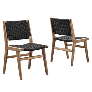 Modway Furniture Saoirse Woven Rope Dining Side Chair Set of 2 - Modern Comfort with Durable Design for Any Space Walnutt Black EEI-6545-WAL-BLK
