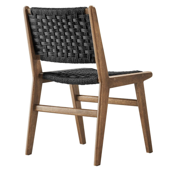Modway Furniture Saoirse Woven Rope Dining Side Chair Set of 2 - Modern Comfort with Durable Design for Any Space Walnutt Black EEI-6545-WAL-BLK