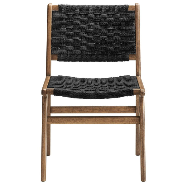 Modway Furniture Saoirse Woven Rope Dining Side Chair Set of 2 - Modern Comfort with Durable Design for Any Space Walnutt Black EEI-6545-WAL-BLK