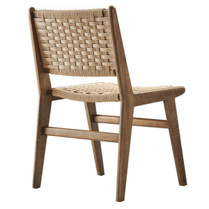 Modway Furniture Saoirse Woven Rope Dining Side Chair Set of 2 - Modern Comfort with Durable Design for Any Space Walnut Natural EEI-6545-WAL-NAT
