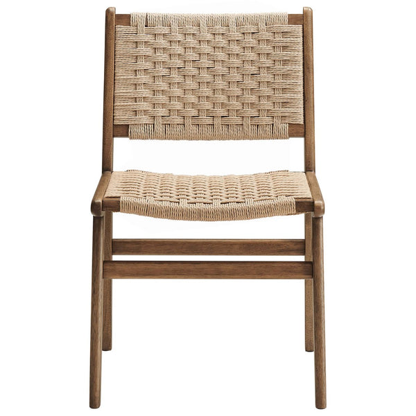 Modway Furniture Saoirse Woven Rope Dining Side Chair Set of 2 - Modern Comfort with Durable Design for Any Space Walnut Natural EEI-6545-WAL-NAT