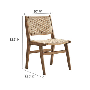 Modway Furniture Saoirse Woven Rope Dining Side Chair Set of 2 - Modern Comfort with Durable Design for Any Space Walnut Natural EEI-6545-WAL-NAT