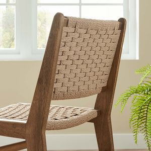 Modway Furniture Saoirse Woven Rope Dining Side Chair Set of 2 - Modern Comfort with Durable Design for Any Space Walnut Natural EEI-6545-WAL-NAT