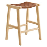 Modway Furniture Saorise Wood Counter Stool - Set of 2 Natural Brown 17 x 19.5 x 26