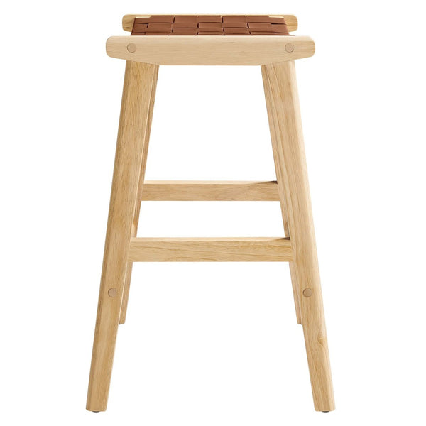 Modway Furniture Saoirse Faux Leather Counter Stool Set of 2 - Stylish Comfort for Kitchen, Bar, or Breakfast Nook Natural Brown EEI-6547-NAT-BRN