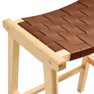 Modway Furniture Saoirse Faux Leather Counter Stool Set of 2 - Stylish Comfort for Kitchen, Bar, or Breakfast Nook Natural Brown EEI-6547-NAT-BRN