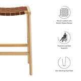 Modway Furniture Saorise Wood Counter Stool - Set of 2 Natural Brown 17 x 19.5 x 26