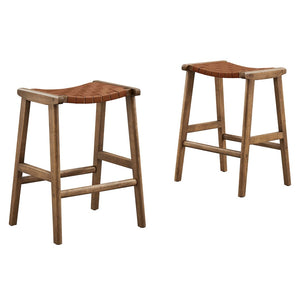Modway Furniture Saoirse Faux Leather Counter Stool Set of 2 - Stylish Comfort for Kitchen, Bar, or Breakfast Nook Walnut Brown EEI-6547-WAL-BRN