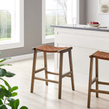 Modway Furniture Saorise Wood Counter Stool - Set of 2 Walnut Brown 17 x 19.5 x 26