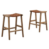 Modway Furniture Saorise Wood Counter Stool - Set of 2 Walnut Brown 17 x 19.5 x 26