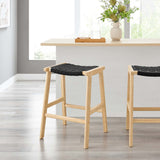 Modway Furniture Saorise Wood Counter Stool - Set of 2 Natural Black 17 x 19.5 x 26