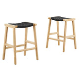 Modway Furniture Saorise Wood Counter Stool - Set of 2 Natural Black 17 x 19.5 x 26