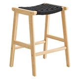 Modway Furniture Saorise Wood Counter Stool - Set of 2 Natural Black 17 x 19.5 x 26
