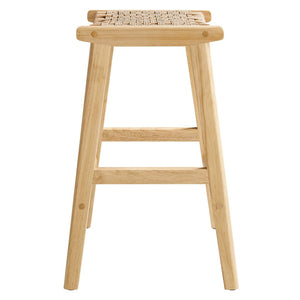 Modway Furniture Saoirse Woven Rope Counter Stool Set of 2 - Modern Rubberwood Stools for Kitchen or Bar Use Natural Natural EEI-6548-NAT-NAT