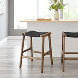 Modway Furniture Saorise Wood Counter Stool - Set of 2 Walnut Black 17 x 19.5 x 26