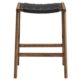 Modway Furniture Saorise Wood Counter Stool - Set of 2 Walnut Black 17 x 19.5 x 26