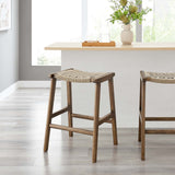 Modway Furniture Saorise Wood Counter Stool - Set of 2 Walnut Natural 17 x 19.5 x 26