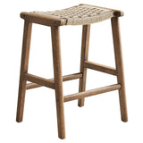 Modway Furniture Saorise Wood Counter Stool - Set of 2 Walnut Natural 17 x 19.5 x 26