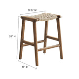 Modway Furniture Saorise Wood Counter Stool - Set of 2 Walnut Natural 17 x 19.5 x 26