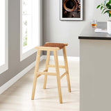 Modway Furniture Saorise Wood Bar Stool - Set of 2 Natural Brown 18 x 20 x 29.5