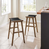 Modway Furniture Saorise Wood Bar Stool - Set of 2 Walnut Black 18 x 20 x 29.5