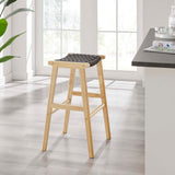 Modway Furniture Saorise Wood Bar Stool - Set of 2 Natural Black 18 x 20 x 29.5