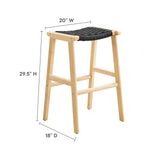 Modway Furniture Saorise Wood Bar Stool - Set of 2 Natural Black 18 x 20 x 29.5