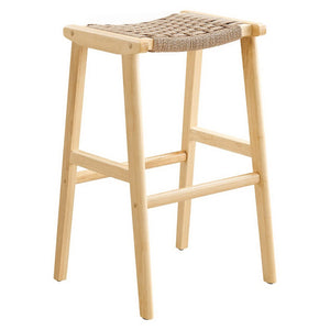 Modway Furniture Saoirse Woven Rope Bar Stool Set of 2 – Stylish Rubberwood Frame for Modern Kitchen & Home Use Natural Natural EEI-6550-NAT-NAT