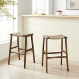 Modway Furniture Saorise Wood Bar Stool - Set of 2 Walnut Natural 18 x 20 x 29.5