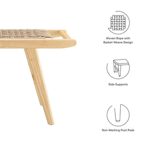 Modway Furniture Saoirse 47" Woven Rope Bench by Modway - Stylish Rubberwood Seating for Modern Home Décor Natural Natural EEI-6552-NAT-NAT