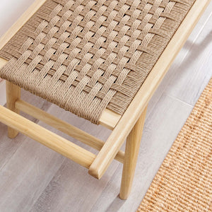 Modway Furniture Saoirse 47" Woven Rope Bench by Modway - Stylish Rubberwood Seating for Modern Home Décor Natural Natural EEI-6552-NAT-NAT