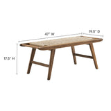 Modway Furniture Saorise 47" Wood Bench Walnut Natural 19.5 x 47 x 17.5