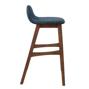 Modway Furniture Juno Wood Bar Stool Set of 2 - Stylish Mid-Century Design with Comfortable Upholstered Seats Navy Fabric EEI-6553-HEA