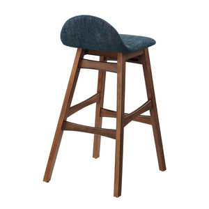 Modway Furniture Juno Wood Bar Stool Set of 2 - Stylish Mid-Century Design with Comfortable Upholstered Seats Navy Fabric EEI-6553-HEA