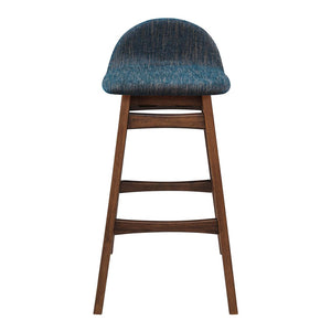 Modway Furniture Juno Wood Bar Stool Set of 2 - Stylish Mid-Century Design with Comfortable Upholstered Seats Navy Fabric EEI-6553-HEA