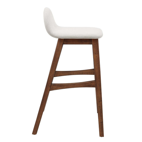 Modway Furniture Juno Wood Bar Stool Set of 2 - Stylish Mid-Century Design with Comfortable Upholstered Seats Ivory Fabric EEI-6553-HEI